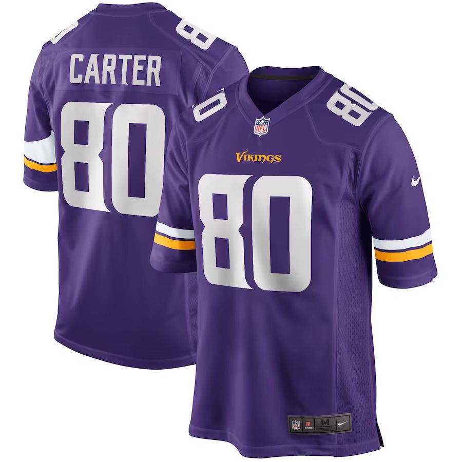 Men Minnesota Vikings 80 Cris Carter Nike Purple Game Retired Player NFL Jersey